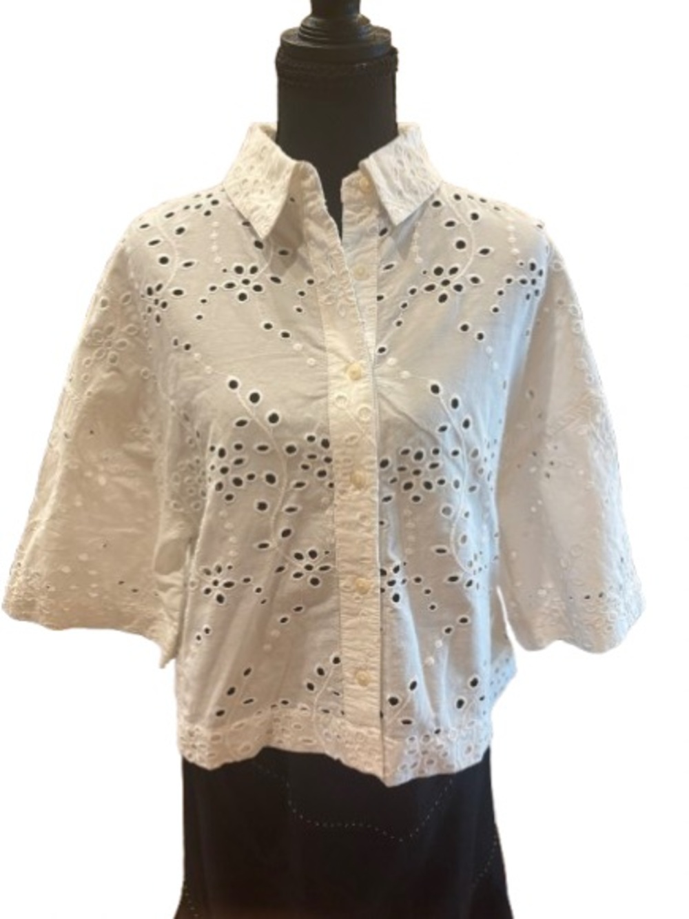 Ted Baker White Eyelet Cotton Button-Down Shirt